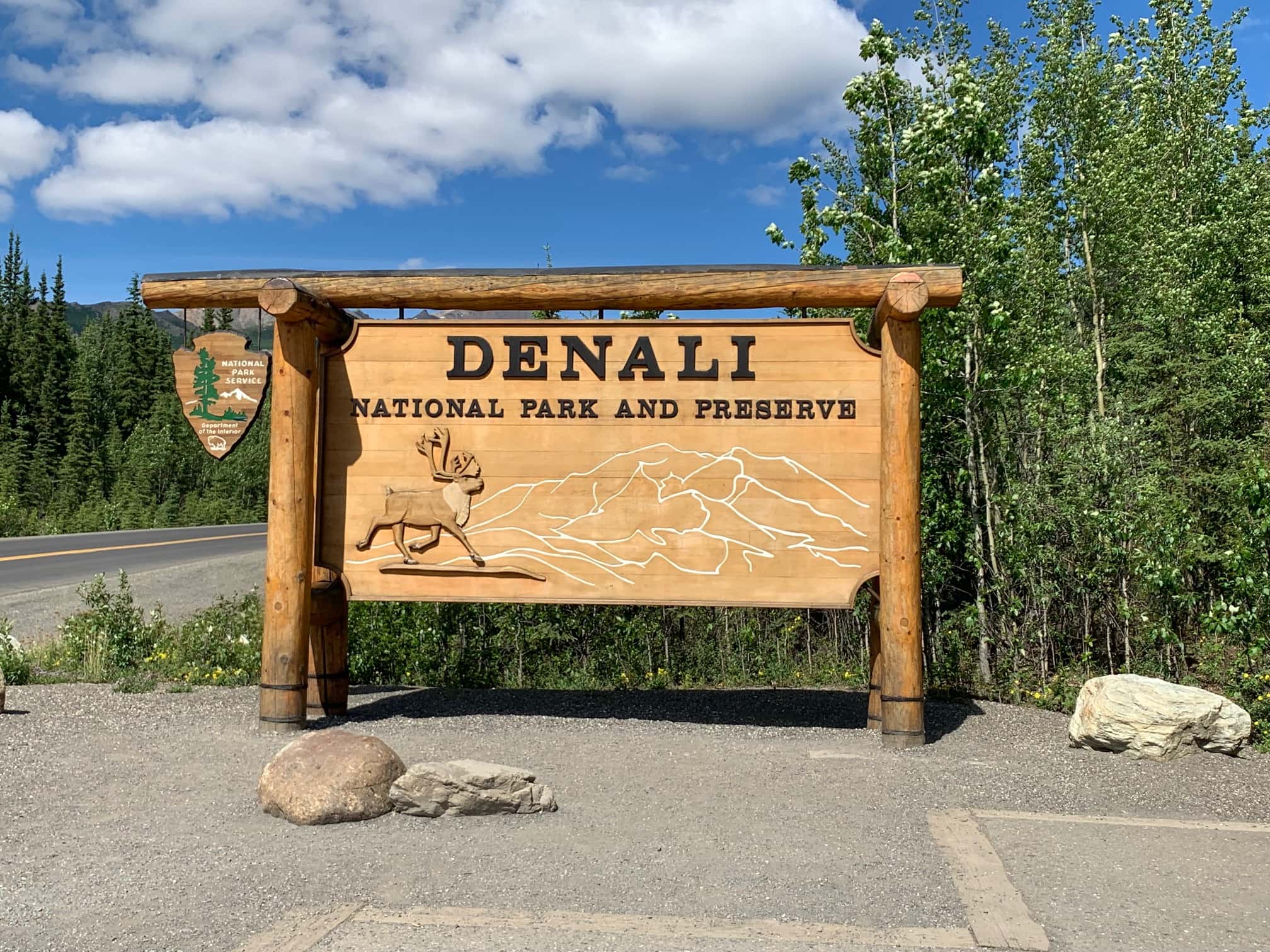 First stop on Alaskan Road Trip. Large Denali National Park Visitor Sign