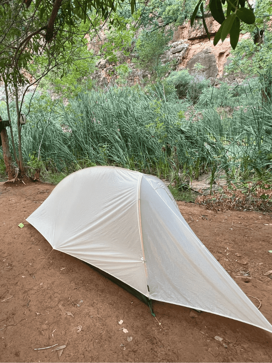 White solo tent at Havasupai Falls Campground