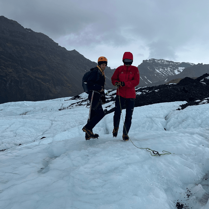 Hiking a glacier in Iceland