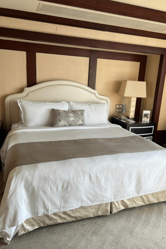 edroom with floor-to-ceiling windows in the St. Regis Suite at St. Regis Cairo