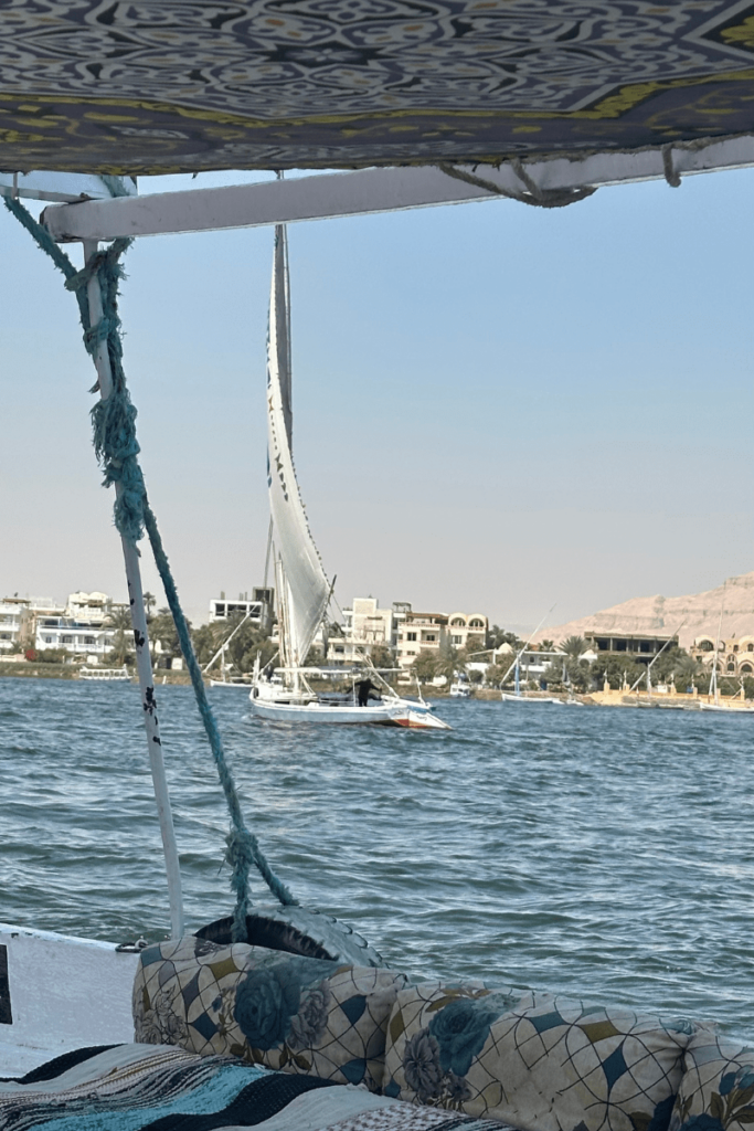 Sunset over the Nile River from a boat in Luxor