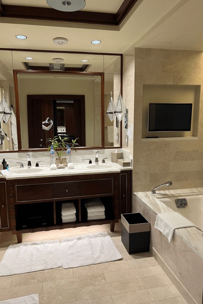 Soaking tub with TV in the St. Regis Suite bathroom at St. Regis Cairo