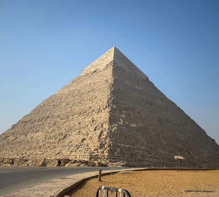Pyramid with blue sky in the background